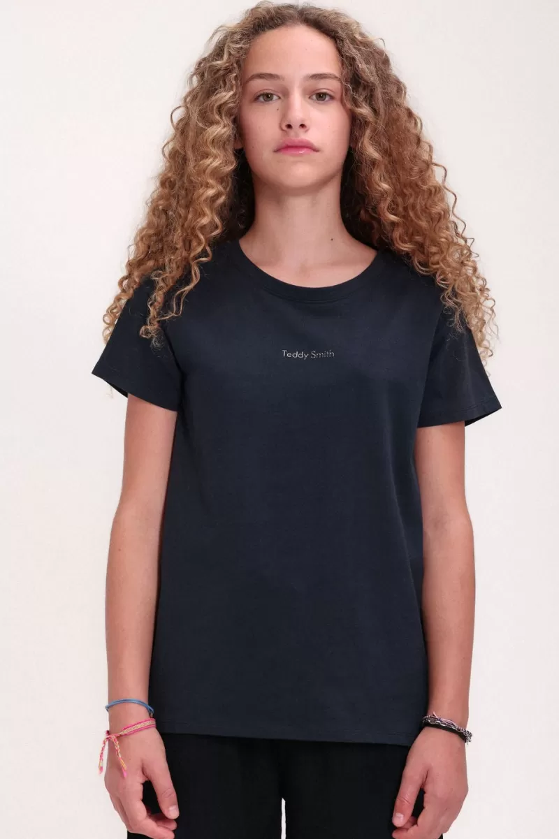 Teddy Smith T-shirt<T-shirt col rond T-RIBELLE MC JR TOTAL NAVY TOTALNAVY