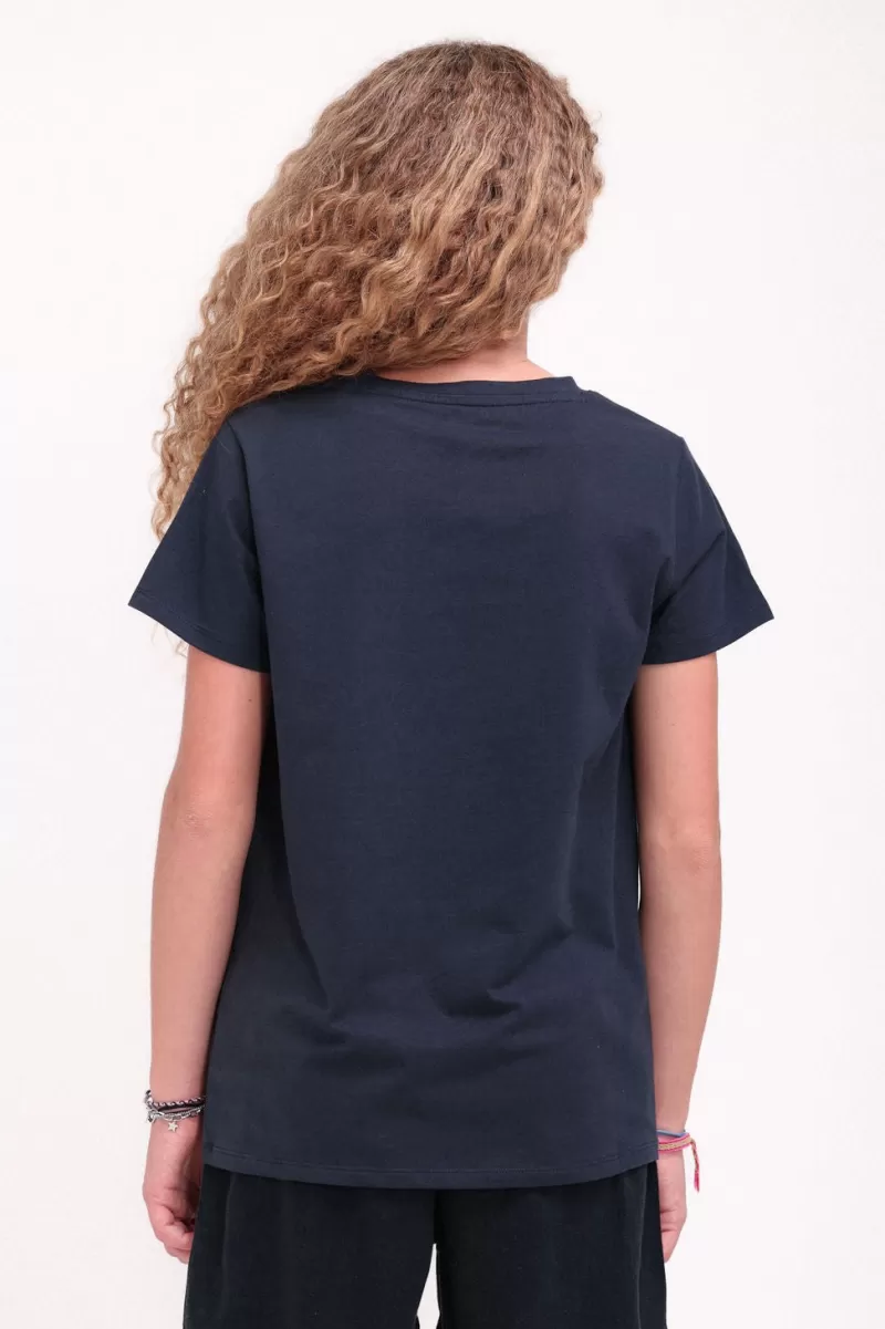 Teddy Smith T-shirt<T-shirt col rond T-RIBELLE MC JR TOTAL NAVY TOTALNAVY