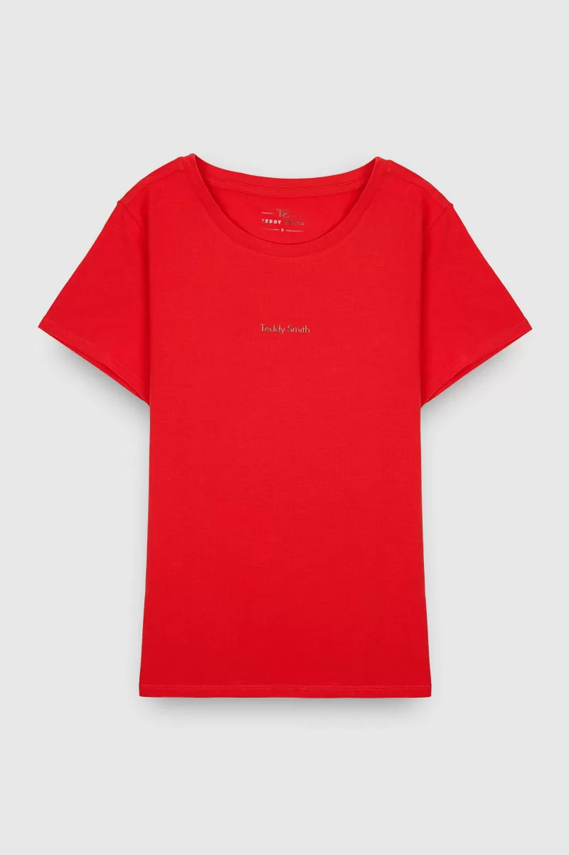 Teddy Smith T-shirt<T-shirt col rond T-RIBELLE MC PUR RED PURRED