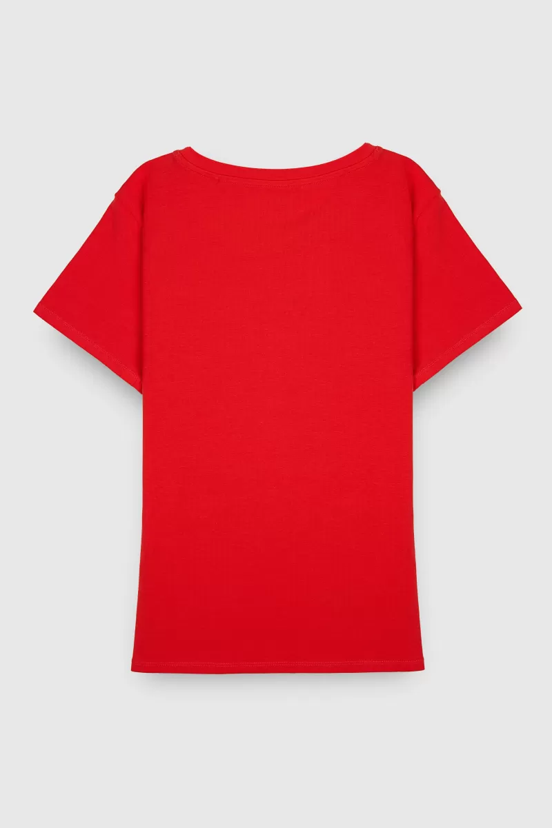 Teddy Smith T-shirt<T-shirt col rond T-RIBELLE MC PUR RED PURRED