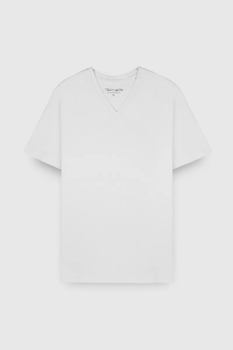 Teddy Smith T-shirt<T-shirt col V manches courtes TAWAX 2 BLANC