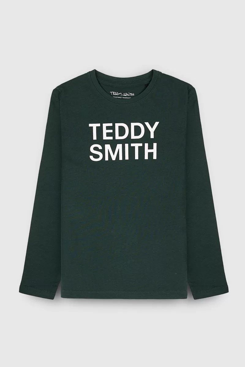 Teddy Smith T-shirt<T-shirt manches longues TICLASS 3 ML JR VERT SCARABE VERTSCARABE