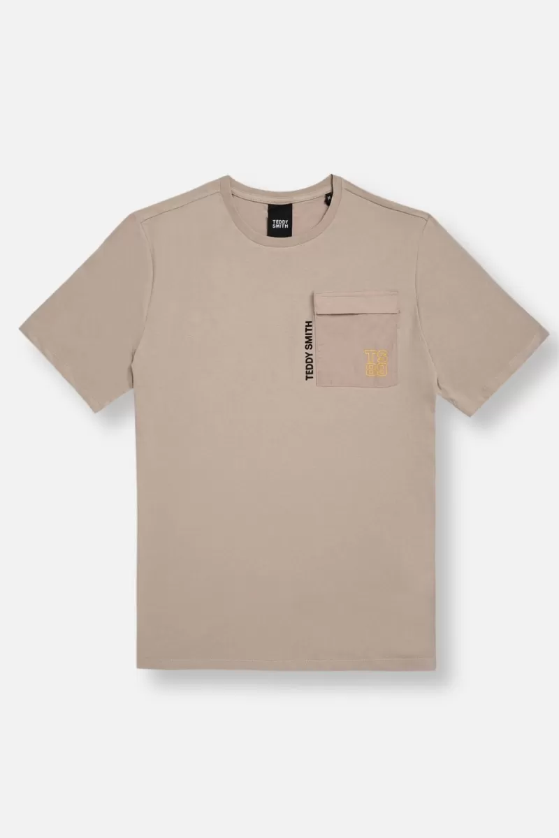 Teddy Smith T-shirt<T-shirt T-HASTINGS MC BEIGE