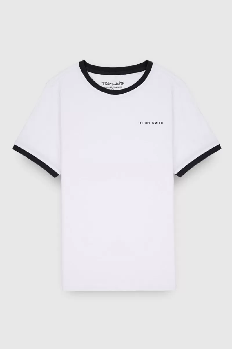 Teddy Smith T-shirt<T-shirt THE-TEE 2 R MC JR BLANC