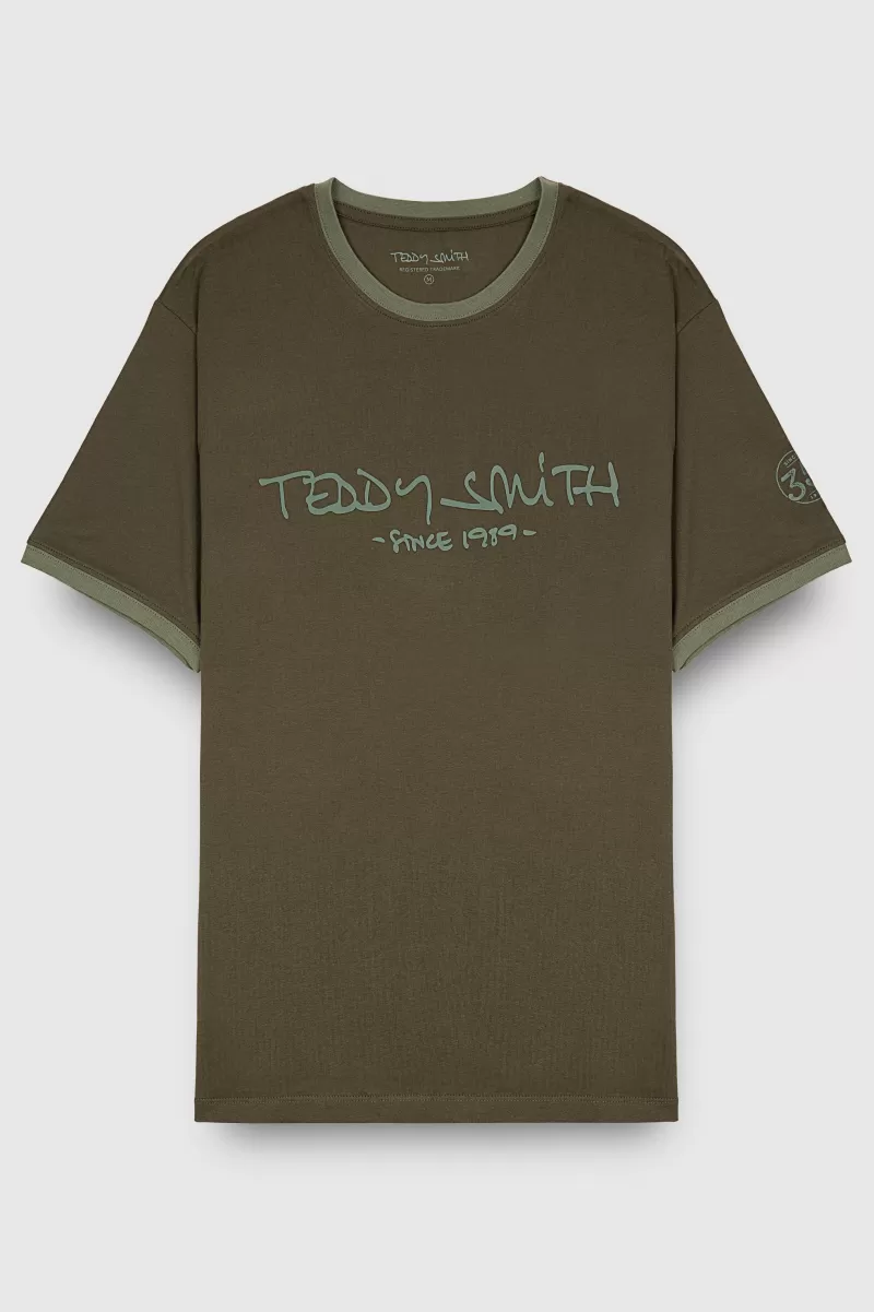 Teddy Smith T-shirt<T-shirt T-ORIGINAL MC RAVEN KAKI RAVENKAKI