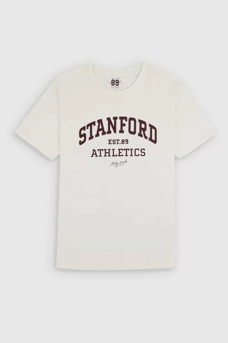 Teddy Smith T-shirt<T-shirt T-STANFORD MC MIDDLE WHITE