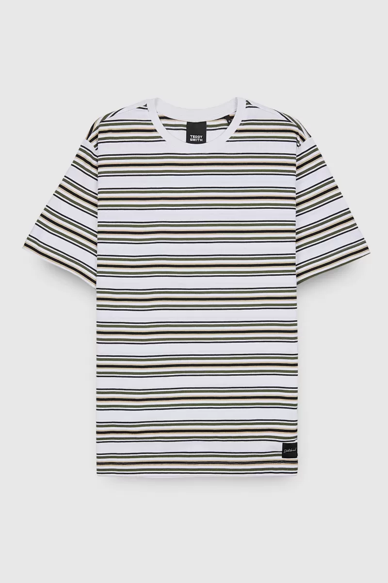 Teddy Smith T-shirt<T-shirt T-STRIP MC BLANC