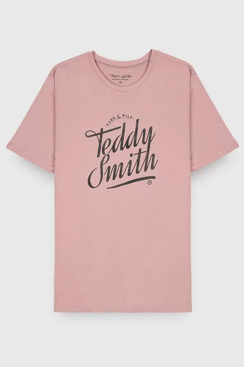 Teddy Smith T-shirt<T-shirt T-TINSLEY MC WOOD ROSE WOODROSE