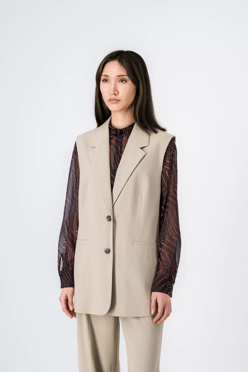 Teddy Smith Veste<Veste sans manches oversize CREAM BISTRETCH BEIGE