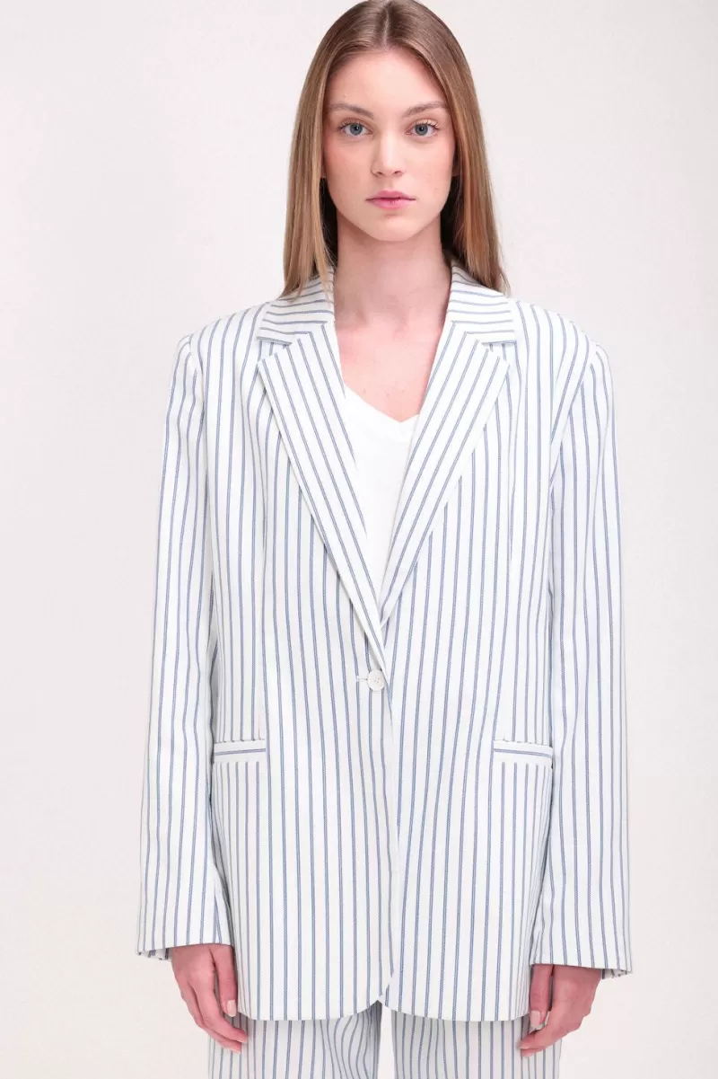 Teddy Smith Veste<Veste V-ROSA STRIPE BLANC